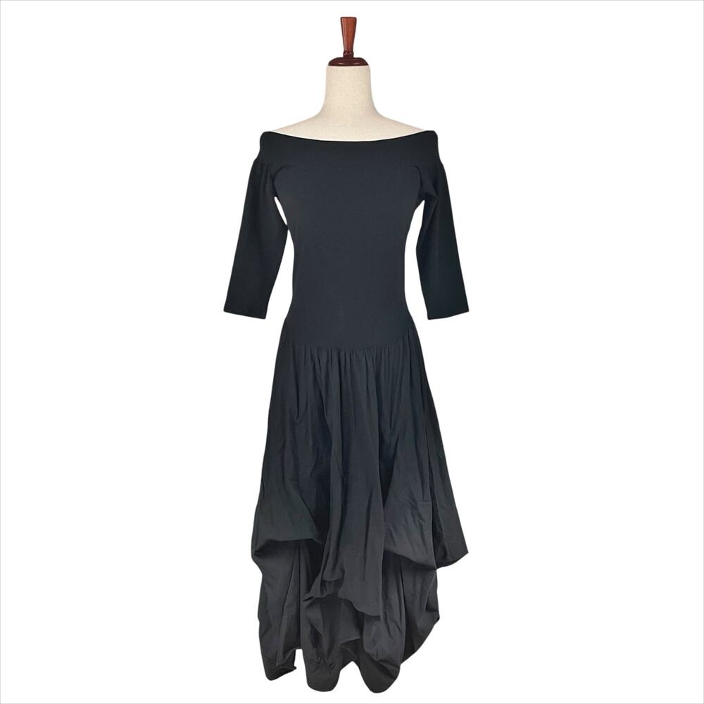 LUNA LUZ Belleza Black Dress Size MGather Ties Bubble Parachute Goth Witchy
